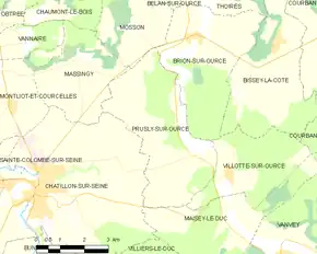 Poziția localității Prusly-sur-Ource