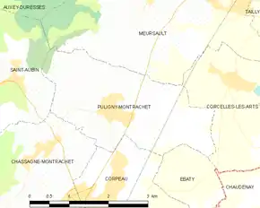 Poziția localității Puligny-Montrachet