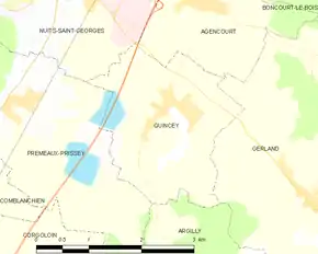 Poziția localității Quincey