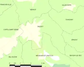 Poziția localității Saussy