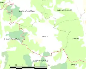 Poziția localității Savilly