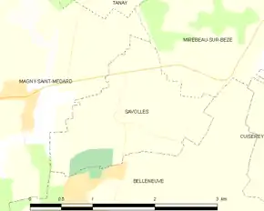 Poziția localității Savolles