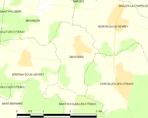Poziția localității Savouges