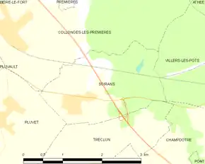 Poziția localității Soirans