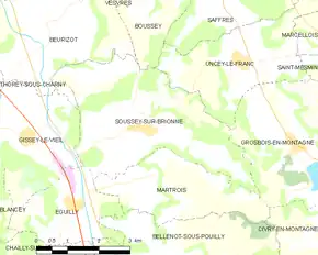 Poziția localității Soussey-sur-Brionne