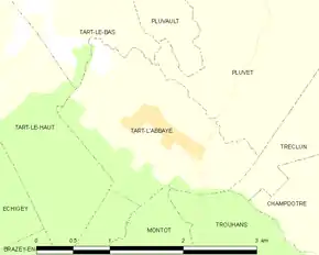 Poziția localității Tart-l'Abbaye