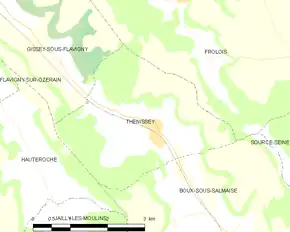 Poziția localității Thenissey