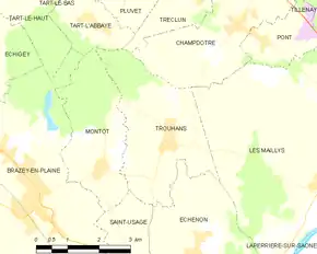Poziția localității Trouhans