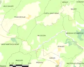 Poziția localității Val-Suzon