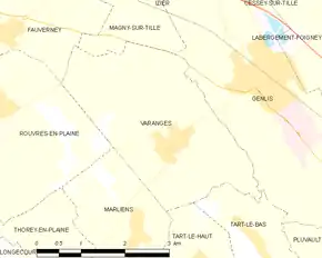 Poziția localității Varanges