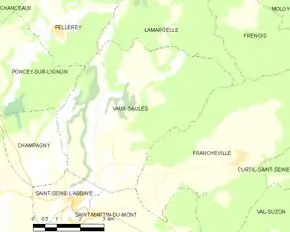 Poziția localității Vaux-Saules