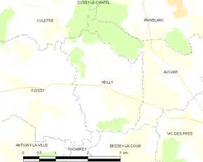 Poziția localității Veilly
