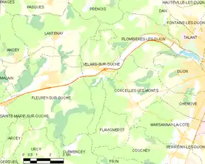 Poziția localității Velars-sur-Ouche