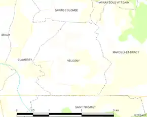 Poziția localității Velogny