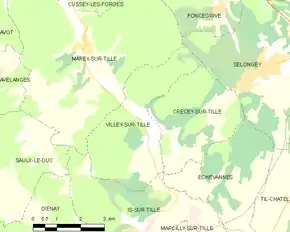 Poziția localității Villey-sur-Tille
