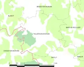 Poziția localității Villiers-en-Morvan