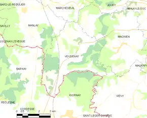 Poziția localității Voudenay