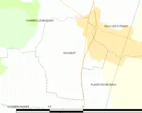 Poziția localității Vougeot