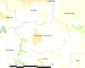Poziția localității Caouënnec-Lanvézéac