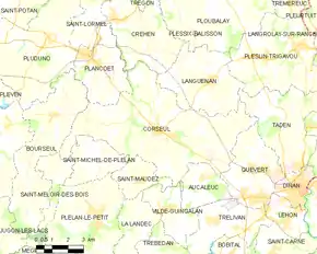 Poziția localității Corseul