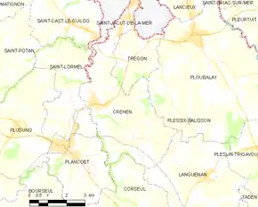 Poziția localității Créhen