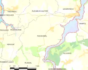 Poziția localității Pleudaniel
