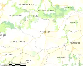 Poziția localității Plougonver