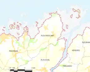 Poziția localității Plougrescant