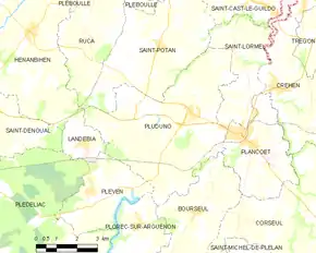 Poziția localității Pluduno