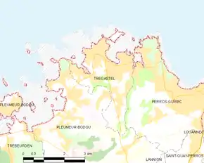 Poziția localității Trégastel