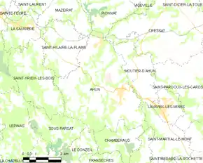 Poziția localității Ahun