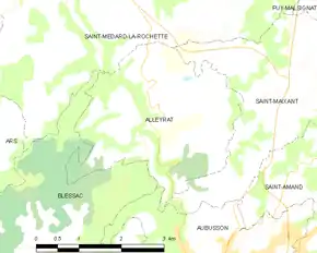 Poziția localității Alleyrat