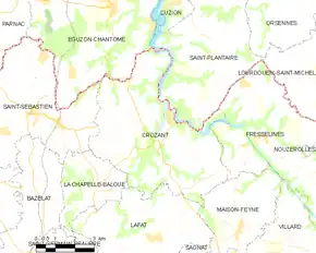 Poziția localității Crozant
