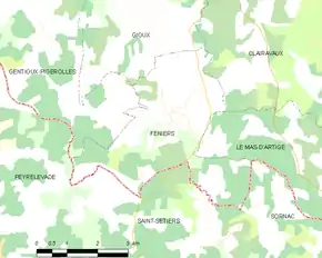 Poziția localității Féniers