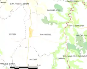 Poziția localității Fontanières
