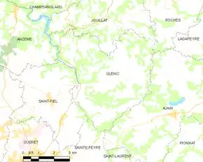 Poziția localității Glénic