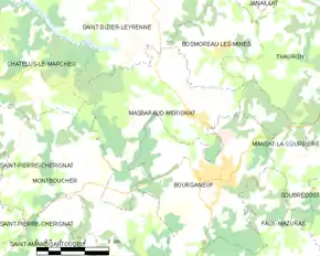 Poziția localității Masbaraud-Mérignat
