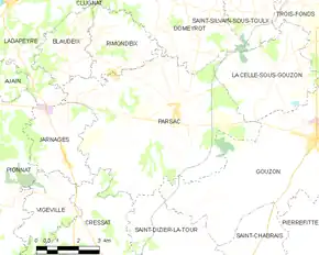 Poziția localității Parsac