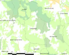 Poziția localității Savennes