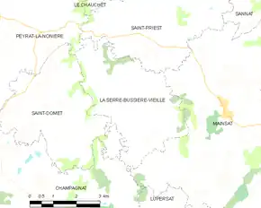 Poziția localității La Serre-Bussière-Vieille