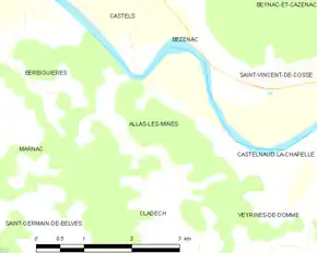Poziția localității Allas-les-Mines