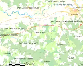 Poziția localității Beaupouyet