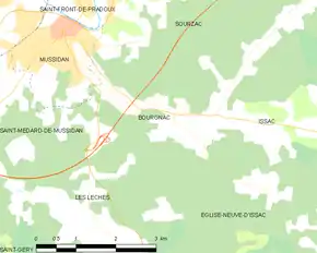 Poziția localității Bourgnac