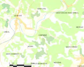 Poziția localității Campagne