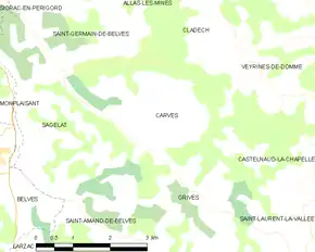 Poziția localității Carves