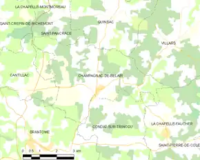 Poziția localității Champagnac-de-Belair