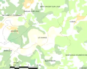 Poziția localității Le Change