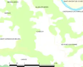 Poziția localității Cladech