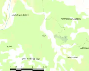 Poziția localității Coly