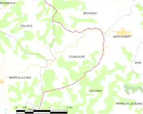 Poziția localității Coubjours